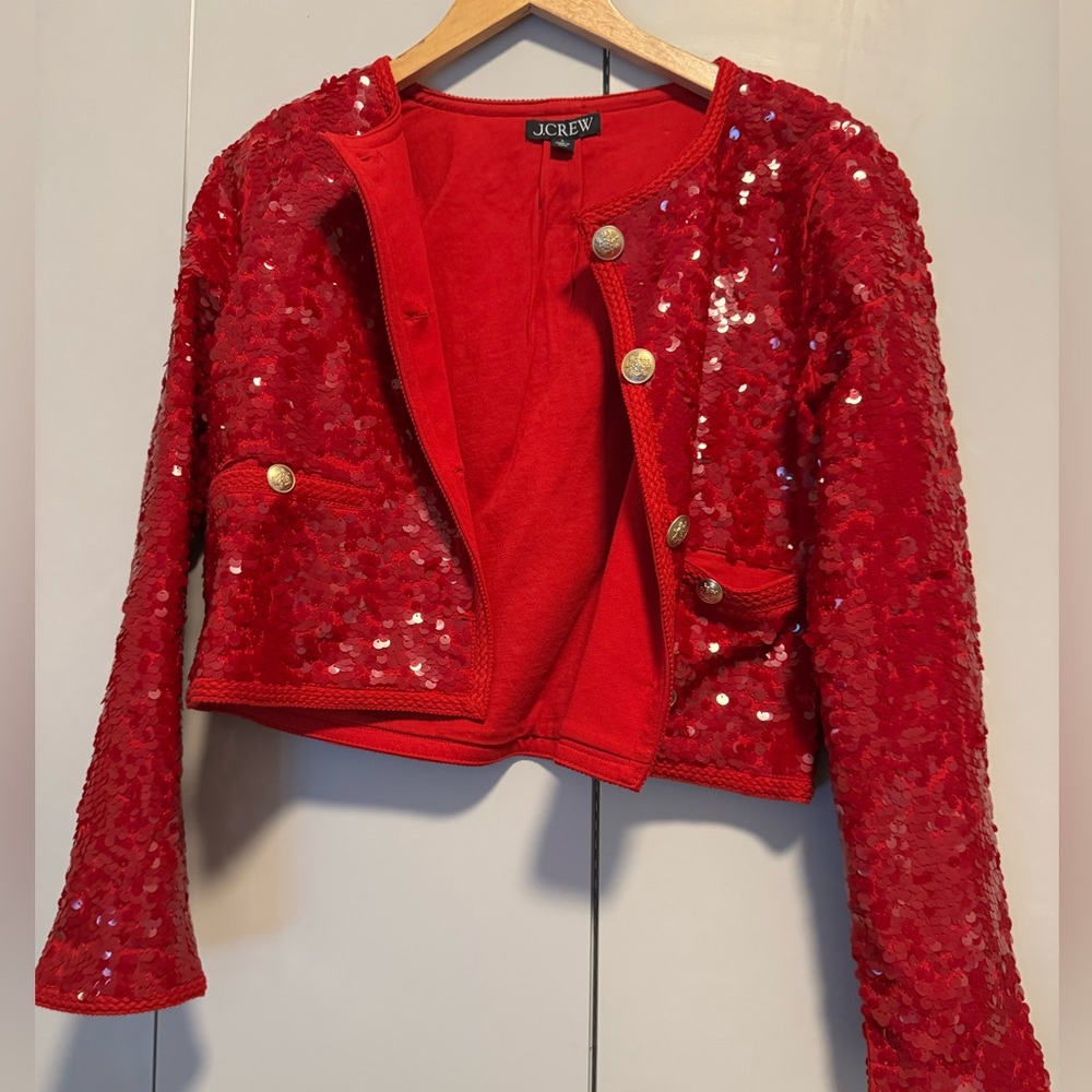 J Crew Mariner jersey lady jacket with sequins